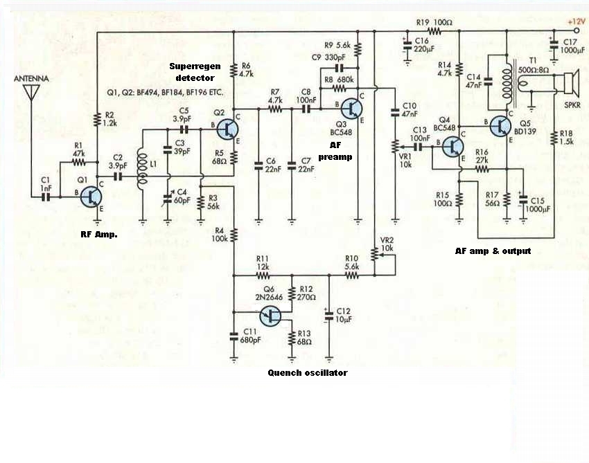 6 Transistor VHF Super Regenerative Receiver